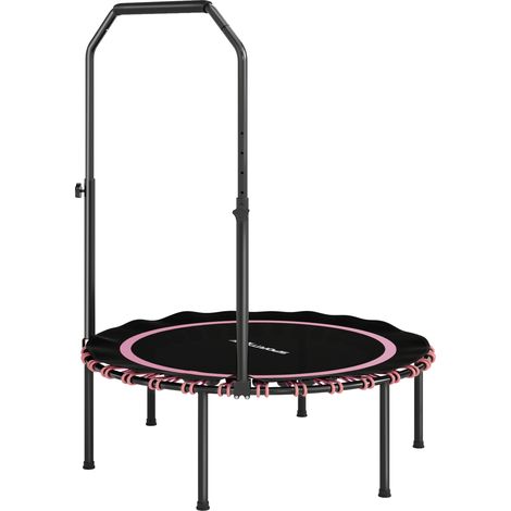 40" Foldable Fitness Trampoline Rebounder Handle, Pink (1/5)