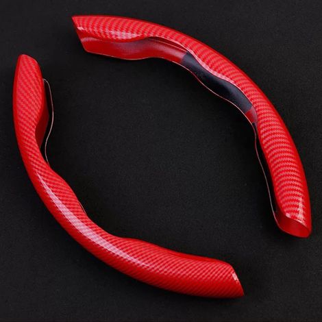 Volant en fibre de carbone ultra fin, housse de protection résistante à l'usure, universelle pour la plupart des voitures, rouge (1/5)