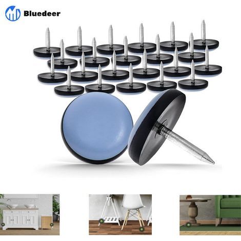 Bluedeer – Lot de 50 embouts patins de chaise 19mm – Ronds en Teflon à clouer – Protection sols bois et stratifiés – Réduction bruit déplacement (1/4)