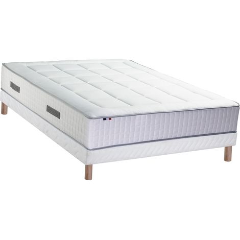 Ensemble matelas ressorts 7 zones BELLAGIO 2 mémoire de forme et sommier 140 x 190 Sommier Blanc (1/5)
