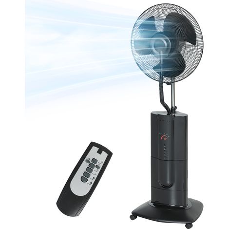 Ventilateur brumisateur ionisation négative 100W sur pied 130cm 3 vitesses 3 modes minuterie Noir
