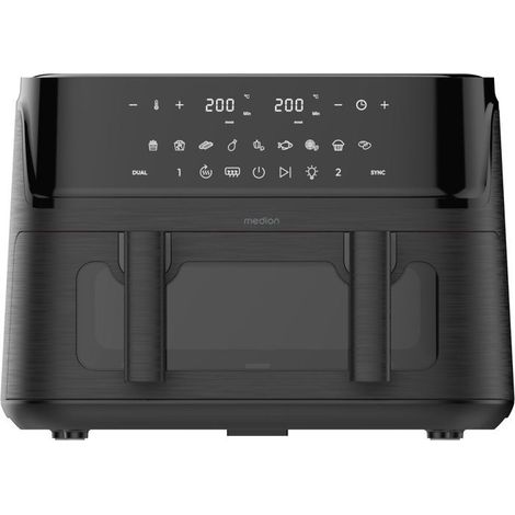 Freidora de Aire - MEDION - P25 XXL Flex M - Gran capacidad 10,8 L - Separador - 3040 W - Acabado Negro Mate - 43 x 38,8 x 31,5 cm (1/5)