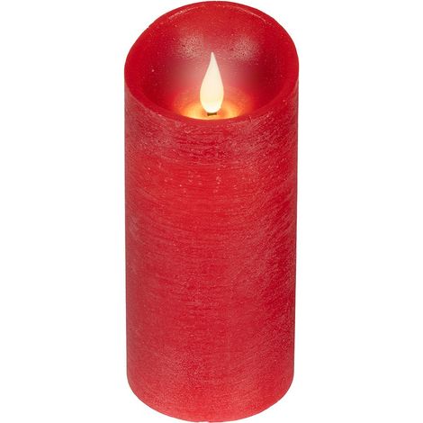 Vela de cera led, con parte superior curva, color rojo, ø7,5 x 17 cm