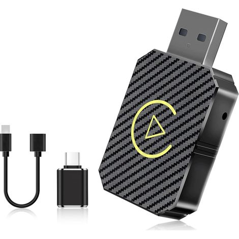 Carplay sans Fil, Adaptateur Carplay sans Fil, Carplay Android Auto, Carplay sans Fil, 2 en 1 Wireless Carplay Adapter pour Voitures équipées De Carplay & AA,USB C/A (Noir)