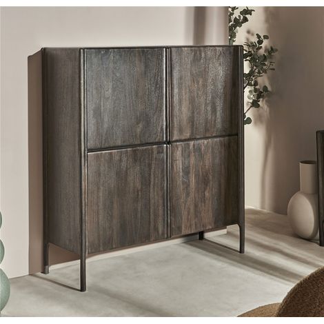 Meuble d'appoint 4 portes. Ares Manguier Wengé 130 x 45 x 140 cm. (1/3)
