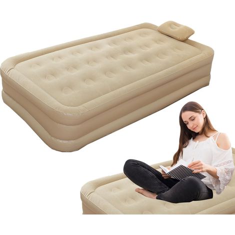 Matelas Gonflable Matelas De Sol Pneumatique Portable Une Place Lit Gonflable Avec Pompe Intégrée Pour La Maison, Le Salon, Les Invités, La Tente, Le Camping, Randonnée, L'Extérieur (1/5)