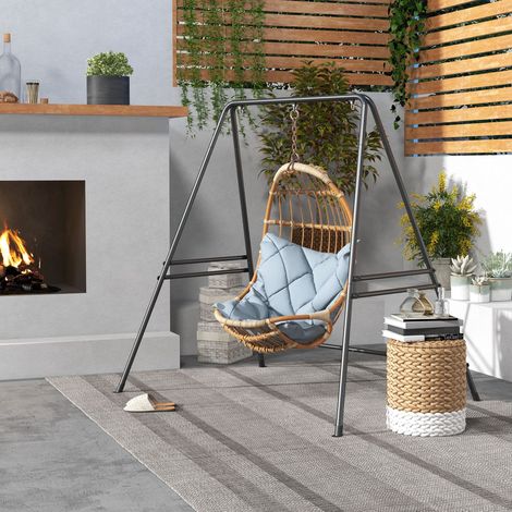 Supporto per sedia sospesa con struttura in acciaio, portata massima 150 kg, per patio e terrazzo, colore nero.