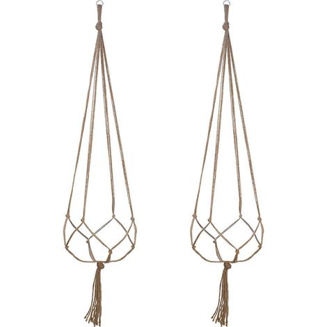 Lot de 2 paniers suspendus en corde de chanvre vintage de 122 cm, accessoires de jardinage pour la décoration intérieure et extérieure (1/4)