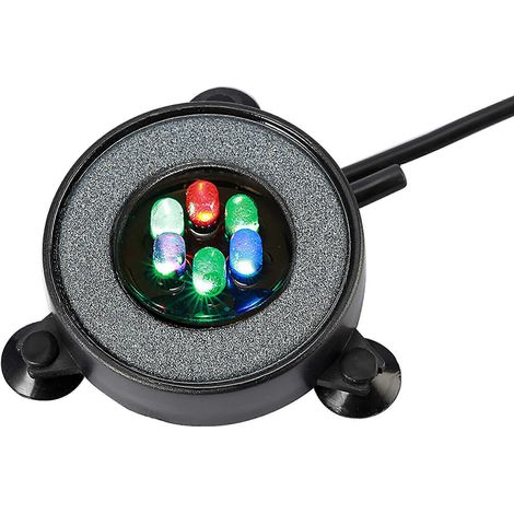 Décoration pour aquarium et bassin à poissons - Bulleur d'air rond multicolore de 5 cm avec LED et disque de pierre pour aquarium ( ) (1/5)