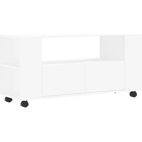 Mobile TV multimediale scaffale per televisione televisore buffet sala da pranzo soggiorno camera da letto 102 x 34,5 x 43 cm derivati del legno bianco 020025559