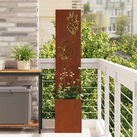 Garten Sichtschutz-Leinwand Floral Rostig 32 x 32 x 150 cm