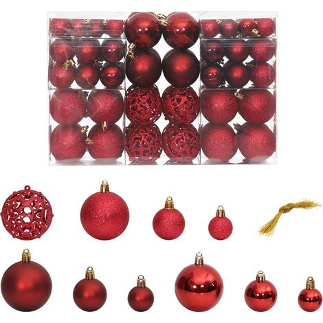 Bolas de Navidad 100 unidades rojo tinto 3 / 4 / 6 cm vidaXL (1/5)