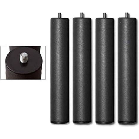 Home Heavenly® - Pack 4 Patas de somier cilíndricas. 25x3 cm. Estructura metálica, colocación enroscada. Color: Gris Oscuro (1/3)
