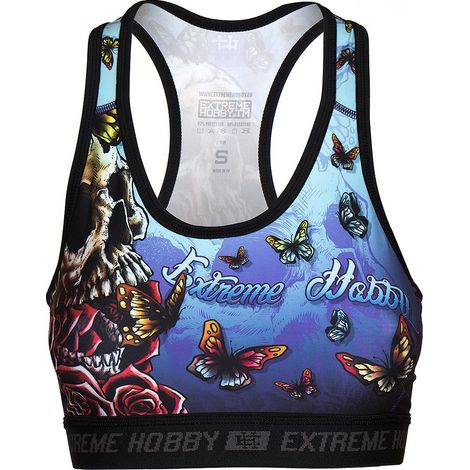 Top deportivo femenino con estampado de calavera, talla 2M, color azul.