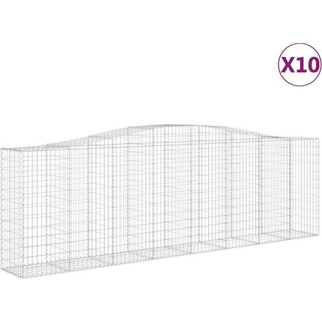 Paniers à gabions arqués 10 pcs  Mur en gabion 400x50x120/140 cm Fer galvanisé