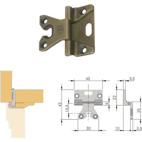 Cerniera lf per mobili antichi armadi cerniere lf collo alto bronzo h10 40x42