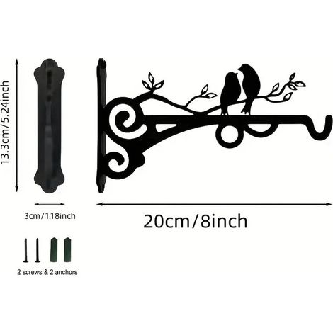 SABIR-Ensemble de deux supports de suspension de plantes durables idéal pour les paniers suspendus, les carillons à vent, les boîtes de nidification, les suspensions de plantes extérieures – imperméa (1/4)