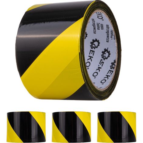 Gelbes und schwarzes Warnband 100 m x 70 mm (80 Zoll) (1/4)
