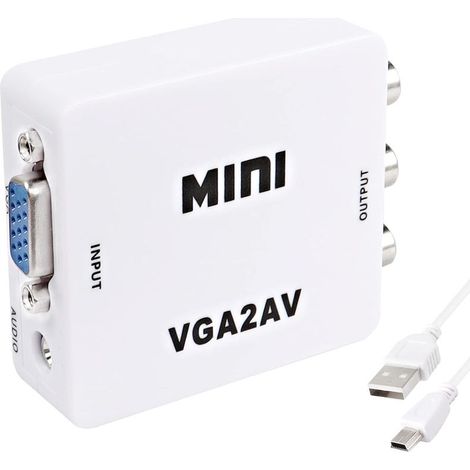 VGA à AV RCA Composite convertisseur Adaptateur boîte avec câble d'alimentation USB HD 1080p Audio Vidéo convertisseur PC à TV décodeur (1/5)