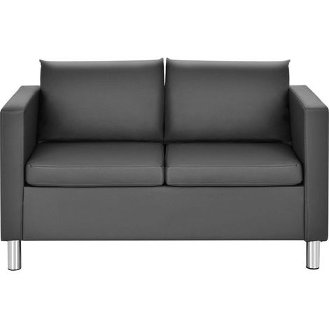 2-Sitzer Sofa Kunstleder mit 2 Kissen, Metallfüße, belastbar bis 120 kg (1/5)
