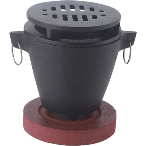 Grill Hibachi, mini barbacoa japonesa portátil sin humo, que funciona con carbón de madera, ideal para acampar, piqueniques y fiestas, con base de madera y puerta de carbón. (1/5)