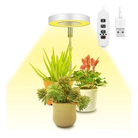 Élèvent Lumière Plantes,Lampe de Croissance LED à Spectre Complet Réglable en Hauteur pour Petites Plantes,9 Luminosité Réglable, Rotatif à 180° & Minuterie Marche (1/5)