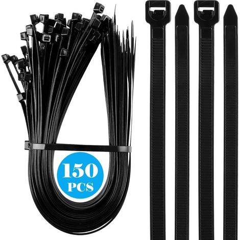 150 Pièces Collier de Serrage Nylon, Serre-câbles 600 mm Noir 8,8 mm, Attache Câble Noir Autobloquante pour Jardin, Atelier, Garage et Fixation Extérieure (1/5)