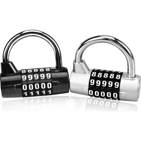 Cadenas à Combinaison à 5 Chiffres, 2 pièces cadenas a code, Cadena Peut être Réinitialisé pour l'Ecole, Casier Sportif et Sport, Etui, Boîte à Outils, Clôture