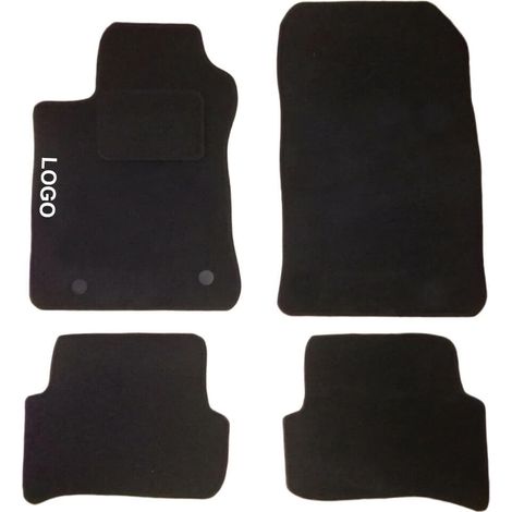 LUPEX SHOP - Tappetini auto compatibili per Clio serie 3 con 2 clip di fissaggio, in moquette nera, anteriori e posteriori (1/3)