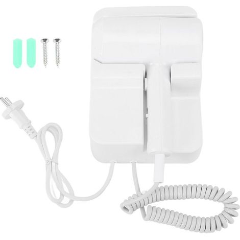 Sèche-cheveux mural 1300 W avec support, 2 niveaux de température, idéal pour les salles de bain d'hôtels (prise UE 220 V). (1/5)
