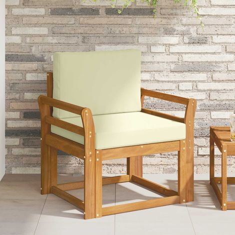 Outdoor-Sofa Massives Akazienholz und Polyester Natur