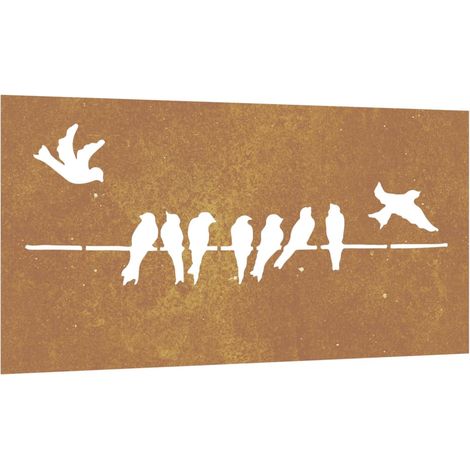 Décoration murale jardin 105x55 cm acier corten design d'oiseau CFW605306 (1/5)