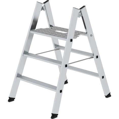 Günzburger Steigtechnik Escabeau pliant double face Alu naturel 2x3 marches - 050183 (1/4)