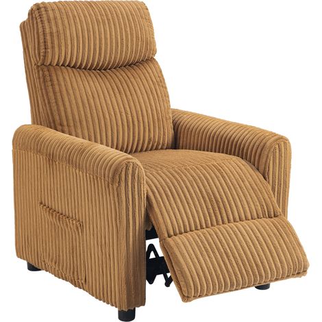 HOMCOM sillón relax reclinable, sillón reclinable manual, tapizado en pana, instalación rápida, reposapiés, acolchado grueso, marrón