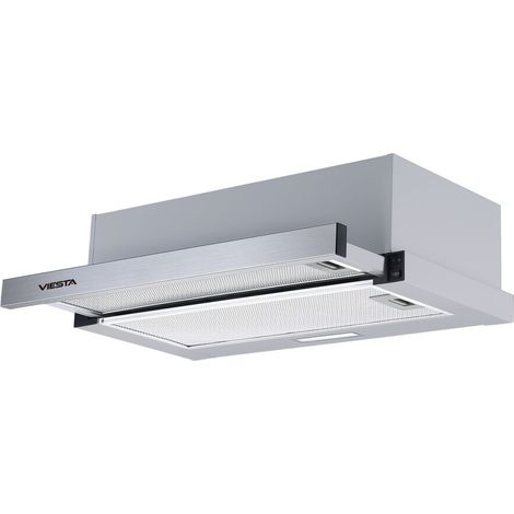 VIESTA VDE6065SR Campana extractora para montaje - Campana extractora - Campana de pantalla plana 60cm con filtro de grasa - Campana extractora con tapa de acero inoxidable plateado - Clase energética