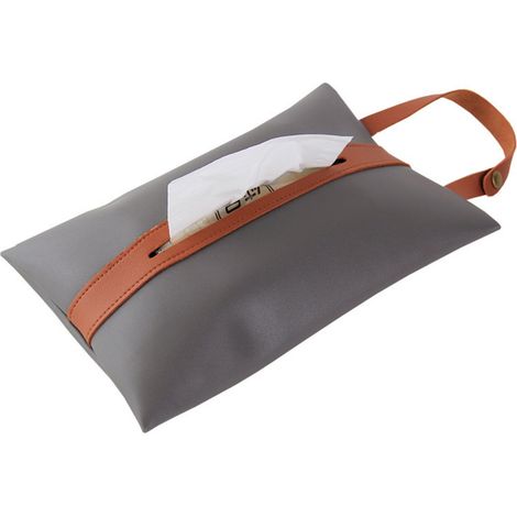 Boîte à mouchoirs en PU porte suspendu pour salle de bain Cuir Gris (1/5)