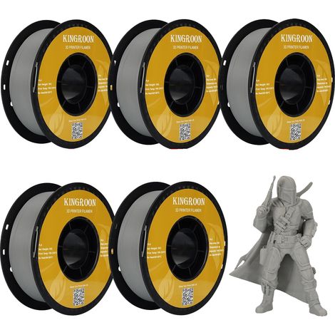Filamento per stampa 3D, materiale PLA, diametro 1,75 mm, 5 kg, PLA grigio (1/2)