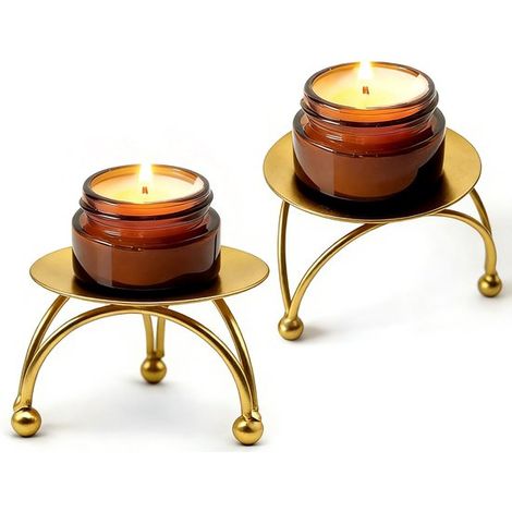 Candelieri in ferro battuto, set da 2, 7 x 7 x 4,5 cm, candelieri in metallo, ornamenti decorativi per la casa (1/5)