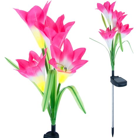 TG77663 Solarlampe Blumen Lilien für Garten Balkon Gezeichnete Lilie Dämmerungssensor