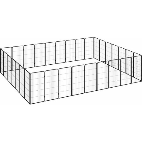 Chenil pour chiens 32 panneaux - Parc enclos pour animaux Noir 50x100cm Acier enduit de poudre BV843981 - BonneVie (1/5)