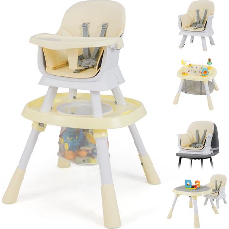 COSTWAY 16-in-1 Convertible Baby High Chair Multifunctional Kids Chair-Beige (1/5)