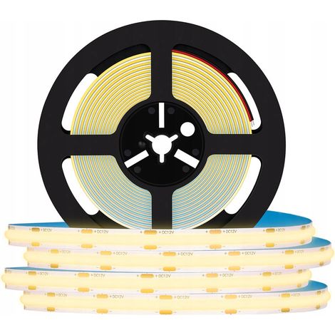 Bande LED COB 5 m 12 V néon blanc chaud 5050 auto-adhésive (1/5)