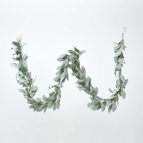 HOMESCAPES Green Lambs Ear Foliage Garland 190 cm (1/4)