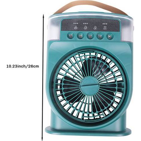 1 piece. Color: Green. Material: ABS. 5-hole misting fan, multifunctional air conditioning fan, for cooling down in summer.