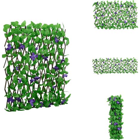 Treillis de lierre artificiel extensible vert 180x70 cm - Clôture Végétale - Trellis De Lierre - Décoration Murale Extérieure - Pare Brise - Privacy Screen (1/5)