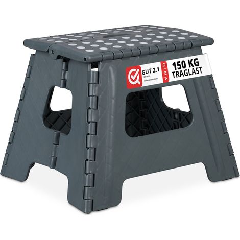 Relaxdays Klapphocker faltbar, 10er Set, Camping Hocker, Kinder Badhocker, bis 150 kg, Kunststoff, HBT 30x37x29 cm, grau