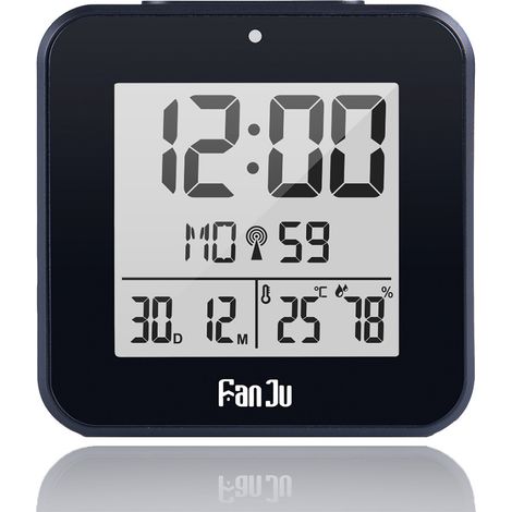 Radio-réveil Numérique - Affichage LCD Négatif - Fonction Snooze - Réglage Rapide - Pour Chambre Bureau Séjour - 9 x 9 x 4,5 cm - 1 Pièce (1/5)