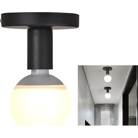 Lámpara colgante industrial vintage de metal, mini lámpara de techo de hierro forjado, diseño moderno y creativo, ideal para recibidor, porche, pasillo, ático, vestíbulo o comedor. (Negro) - (Bombilla (1/5)