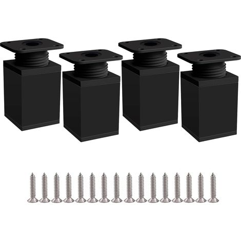 Pieds de meubles réglables noirs, pieds d'armoire 4 pièces 50 mm hauteur réglable 0-20 mm pieds de table en alliage d'aluminium pour bureau canapé meubles de bricolage (1/5)