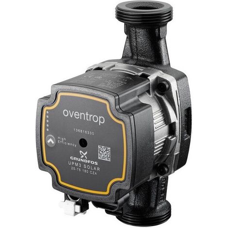 OVENTROP Pompa ad alta efficienza 180 mm con raccordo filettato G 1 1/2 per Regusol-180 DN 25, Grundfos UPM3 W3 Solar 25-75 PWM C 180, 1367259